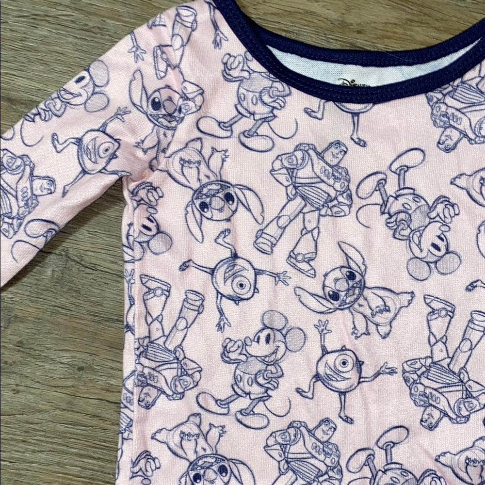 Disney Pink and Blue Pajama Set with Different Characters - Picture 3 of 3